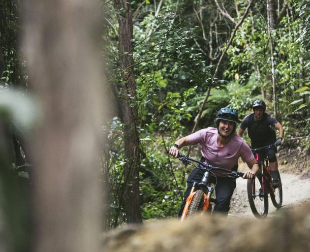 Bike Dunedin coach Nat Munns (front) is thrilled more women are taking up mountain biking. PHOTO:...