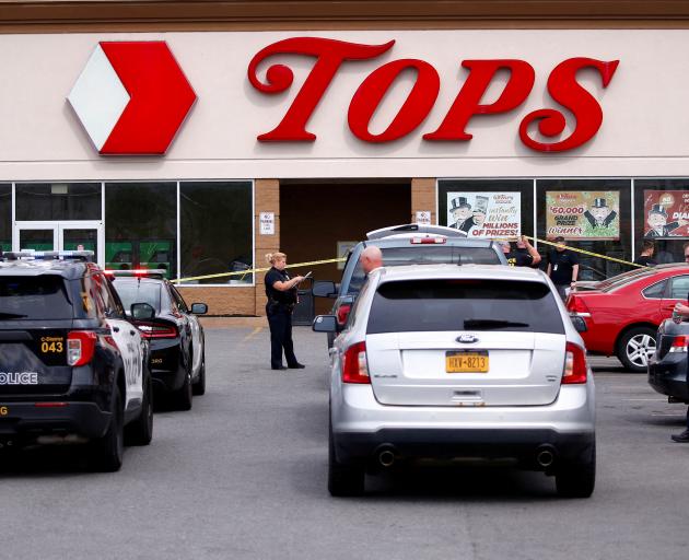 Buffalo Police on scene at the Tops Friendly Market in Buffalo, New York where the shooting took...