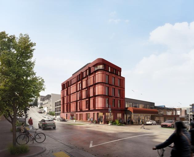 A conceptual plan of the Hanover Place apartment building approved for the corner 
...
