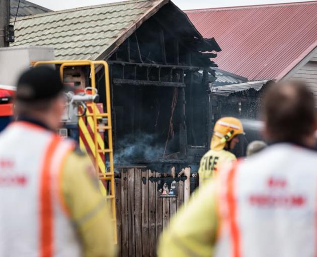 Firefighters at a blaze on Yule Street in Kilbirnie, Wellington, in February. Photo: RNZ / Samuel...