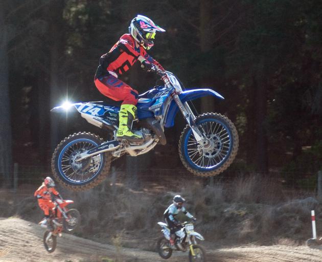 Taylah Hurrell, of Timaru, clears a jump during the junior 12- to 16-year-old 125cc class race at...