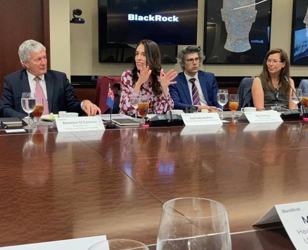 Prime Minister Jacinda Ardern at a meeting between New Zealand and United States businesses,...