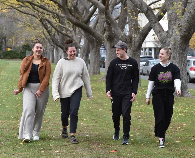 University of Otago students (from left) Te Kahurangi Skelton (22), Tasha Burton (23), Nick...