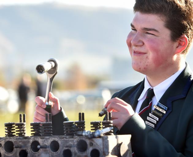Sampling a career as a mechanic at the Workforce Central Dunedin Career Fair at the Otago Taieri...