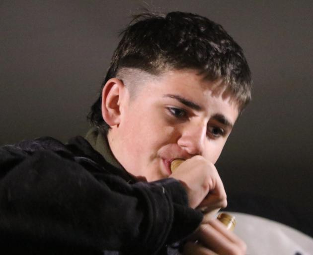 Hunter Peacock,14, of Okuku, works on his goose call. PHOTO: JOHN COSGROVE