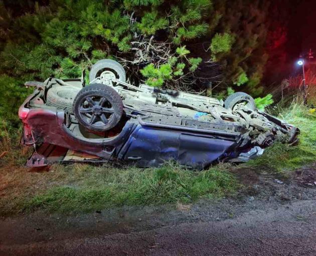 The man trapped in the wreckage of this car survived. Photo: Supplied