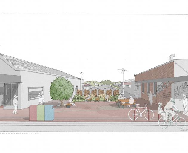 Concept art for the soon to be upgraded pocket park in Lanark St in Mosgiel. PHOTOS: SUPPLIED