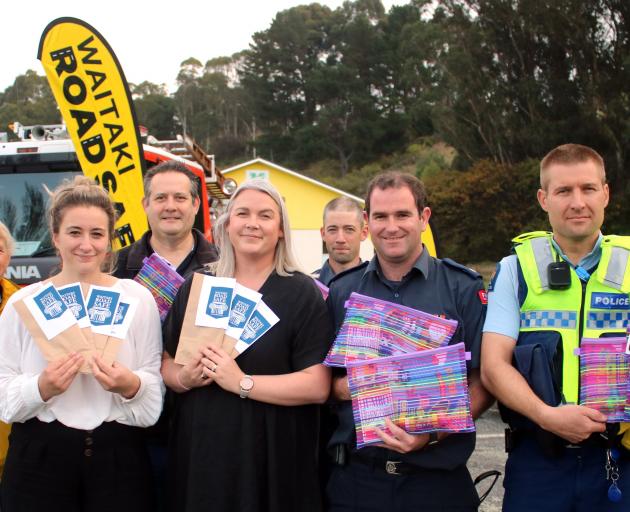 Celebrating the launch of the Waitaki Road Safe Pack are (from left) cycling and walking advocate...