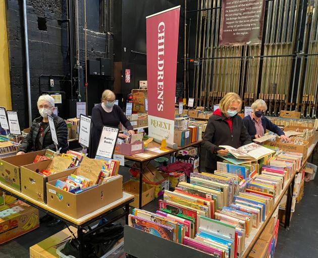 Regent Theatre book sale volunteers (from left) Vicki Lang, Sue Hardy, Penny Smith, and Jude...