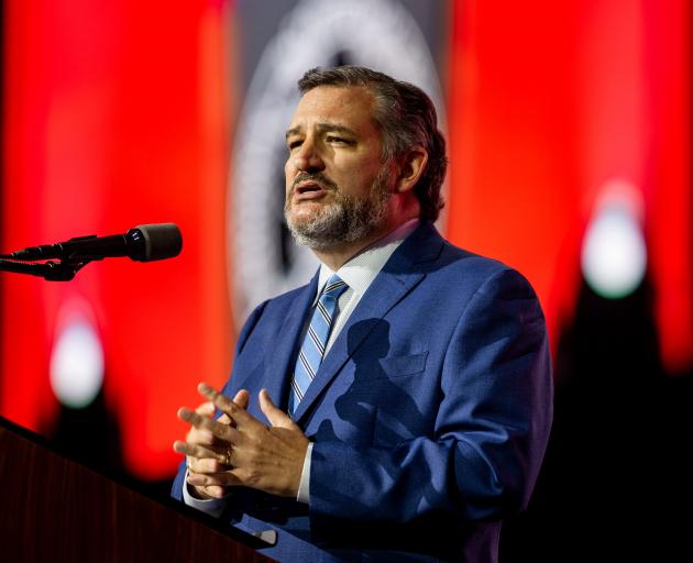 US Senator Ted Cruz addresses the National Rifle Association’s annual convention, at the George R...