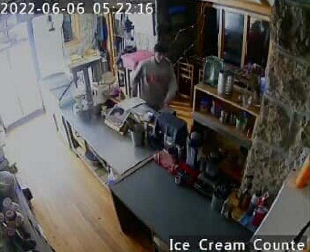 The break-in was caught on security camera. Photo: Sign of the Kiwi Cafe and Bar / Facebook