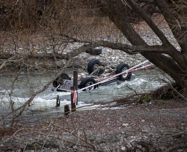 The 4WD in the Waipara River. Photo: George Heard