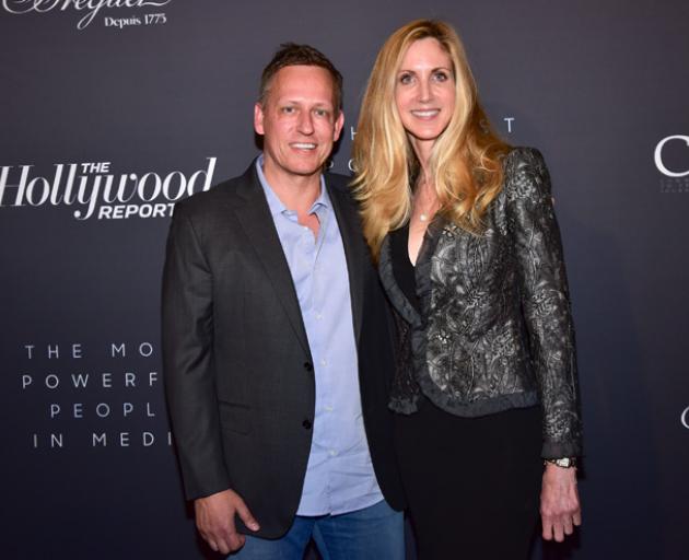 Billionaire Peter Thiel with US commentator Anne Coulter. Photo: Getty Images
