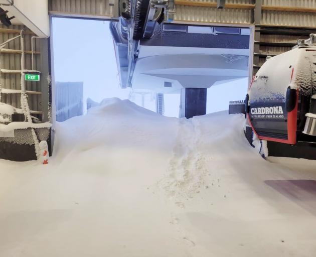 The chairlift at Cardrona was stopped by snow yesterday. PHOTO: SUPPLIED