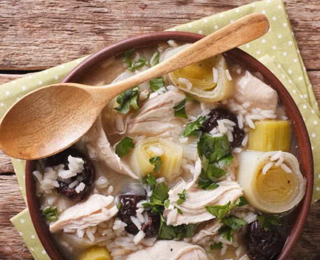 Chicken, leeks and prunes can be spooned into filo pastry to make a tasty pie. PHOTO: GETTY IMAGES