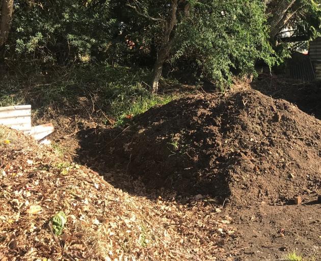 Heaps of compost at a community garden. PHOTO: GILLIAN VINE