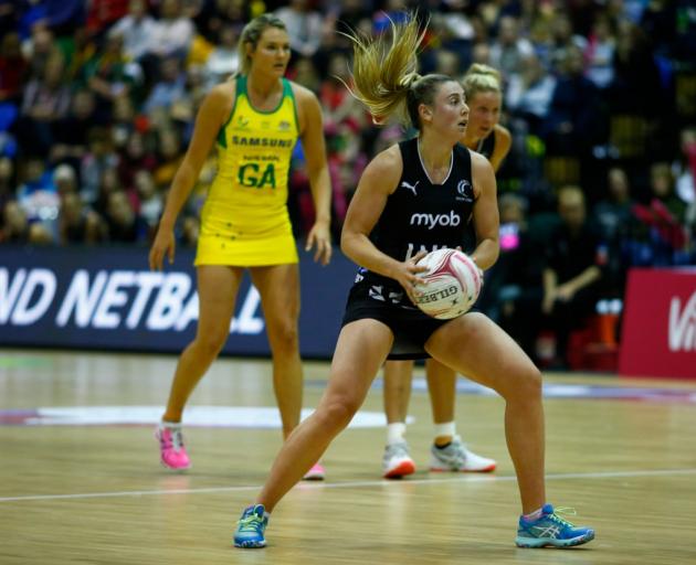 Gina Crampton in action for the Silver Ferns against Australia last year. Photo: Getty Images