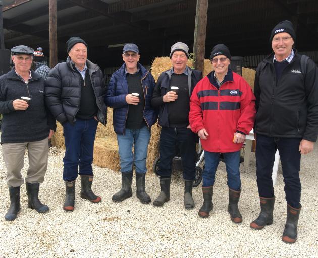 Otago farmers Ken Bain (left), Clive Cochrane, Lindsay Divers, Neville Hazlett, Owen Perkins and...