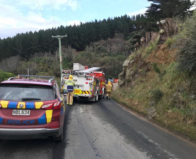Emergency services at the scene today. PHOTO: GREGOR RICHARDSON