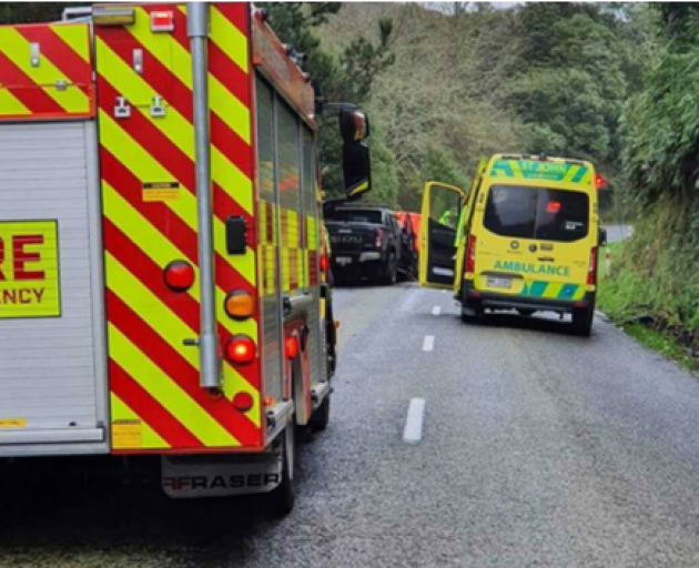 Emergency services respond to the two-vehicle crash on Whangamata Rd near Taupo. Photo: Supplied...