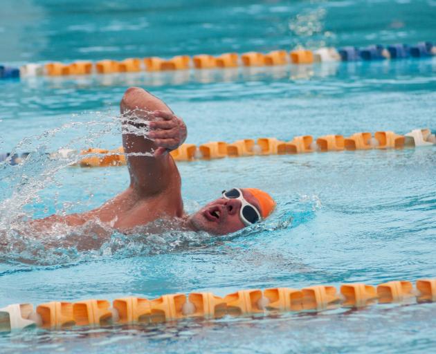 Francois Lambrechts swims in the 1000m race at the inaugural New Zealand National Ice Swimming...