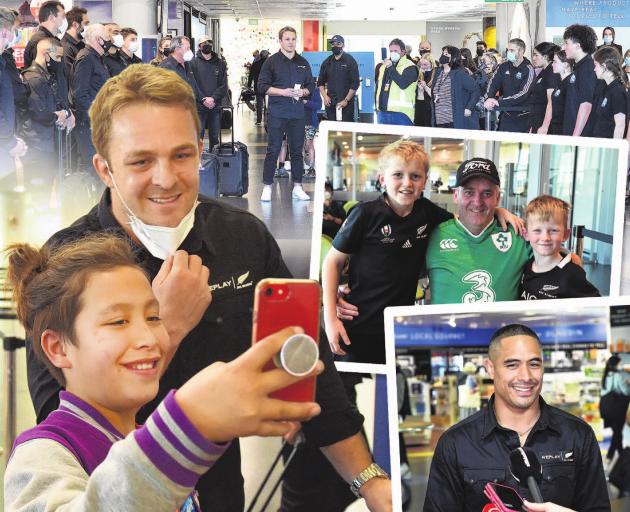 (Top) All Blacks captain Sam Cane is flanked by the King's & Queen's high schools’ Maori...