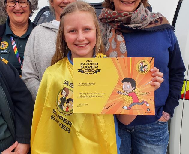 Arabella Thomas with her St John Super Saver Bravery Award. PHOTO: SUPPLIED