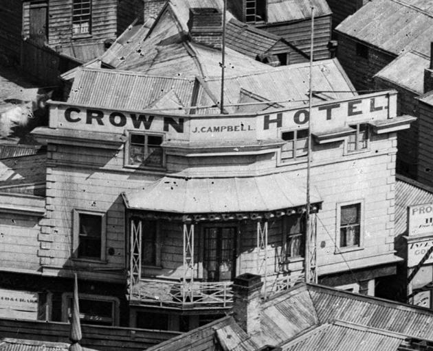 The Crown Hotel in Rattray St, in 1869, Dunedin, by Burton Brothers Studio. PHOTO: TE PAPA