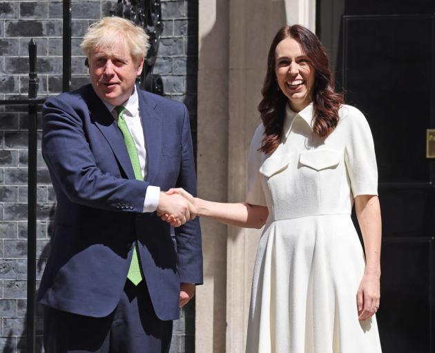 Boris Johnson with Jacinda Ardern at Downing Street. Photo: Getty Images  