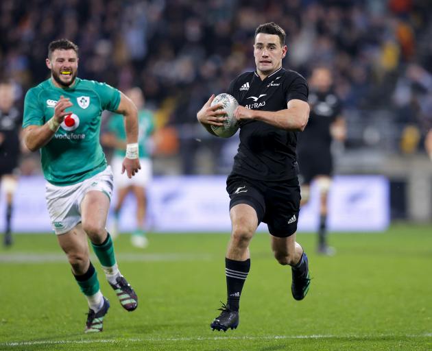 Will Jordan scored a long-range try to give the All Blacks hope. Photo: Getty Images