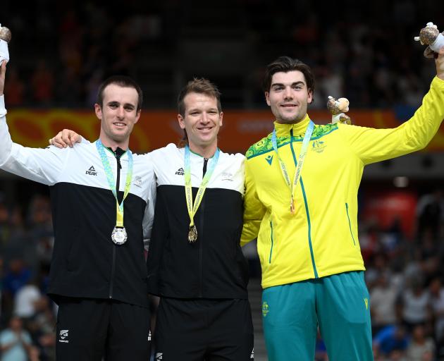 Aaron Gate (centre) wins gold, Tom Sexton wins silver and Australia's Conor Leahy gets bronze in...