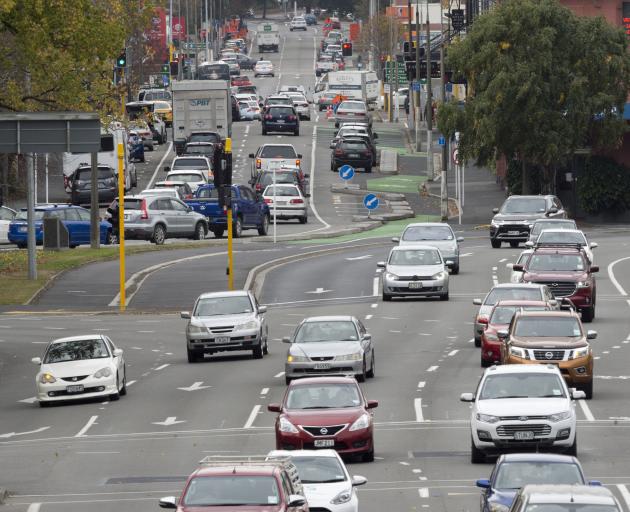 Traffic on part of Dunedin's one-way street system. PHOTO: ODT FILES