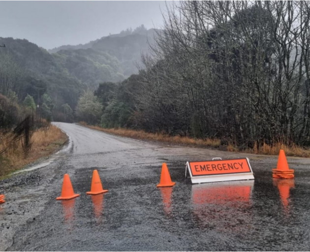 The road to the accident scene is blocked off as police inquiries continue. Photo: RNZ