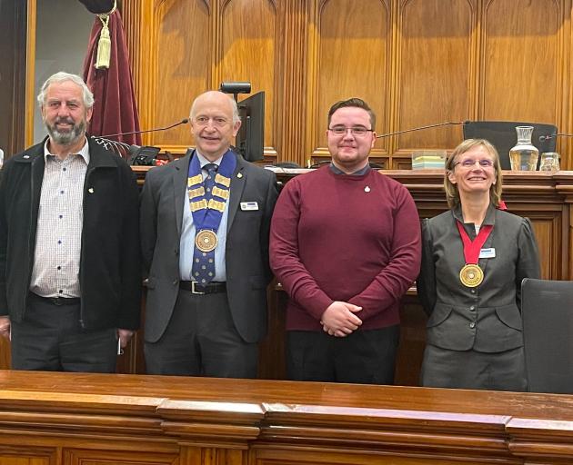 New Zealand’s youngest JP Bronson Blackbourn (second from right) at the swearing-in ceremony with...