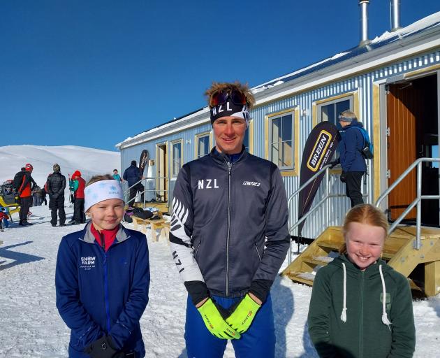 Joining dozens at the official opening of the Musterers Hut at Snow Farm yesterday were (from...