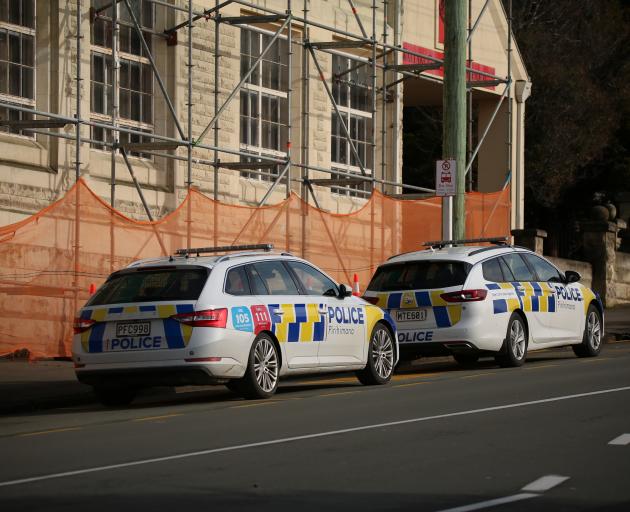 Police outside waitaki Girls' High School in Oamaru. Photo: Rebecca Ryan