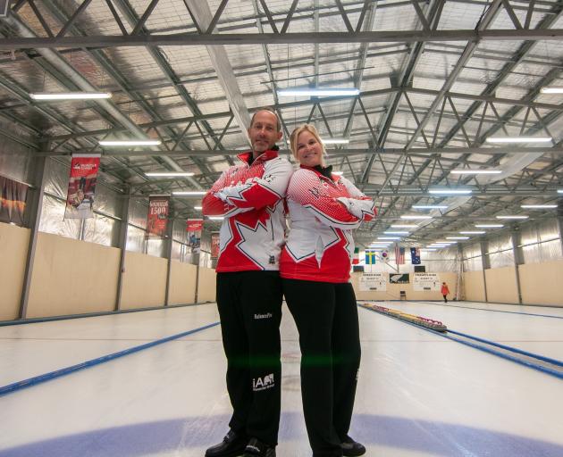 Canadian curlers Brent Laing and Jennifer Jones at the Naseby Ice Rink. The Olympic curlers are...