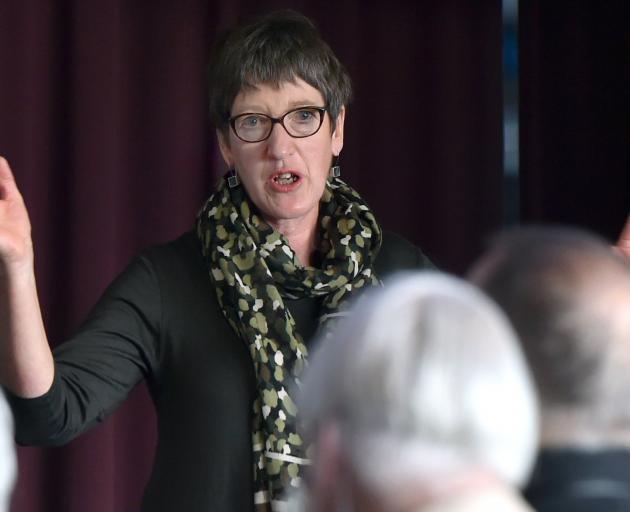 Enterprise Dunedin destination manager Louise van de Vlierd addresses the crowd at the Edgar...