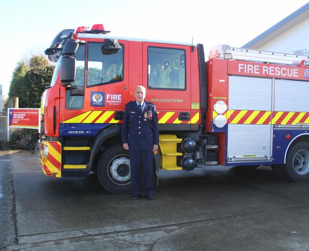 Wallacetown Fire Brigade volunteer firefighter Murray Buchanan (73) outside the fire station....