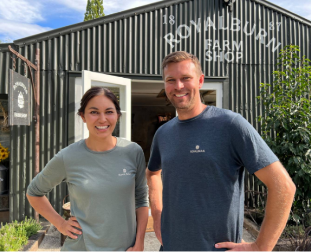 Nadia Lim and Carlos Bagrie outside their farm shop in Arrowtown. Photo: Supplied 