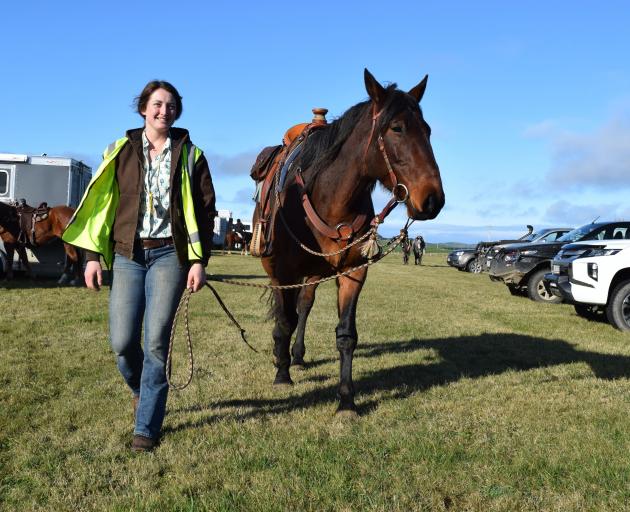 Victoria Baker, of Blackmount, leads horse Cooper, at a Wairio Hack Club fundraising event in...