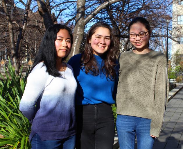 Otago University Japanese Student Association members (from left) president Justine Klassen, vice...