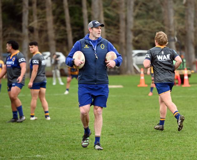 Otago rugby coach Tom Donnelly at team training at Logan Park on Thursday. PHOTO: LINDA ROBERTSON