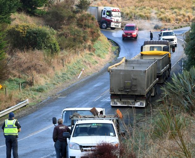 Slippery conditions caused delays to traffic and a truck to crash in Townleys Rd yesterday. PHOTO...