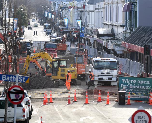 Parts of George St remain closed to traffic as upgraded infrastructure work continues. PHOTO:...