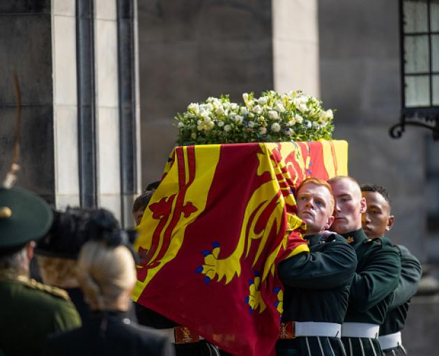 The coffin of Queen Elizabeth II is carried into St Giles Cathedral. Photo: Getty Images