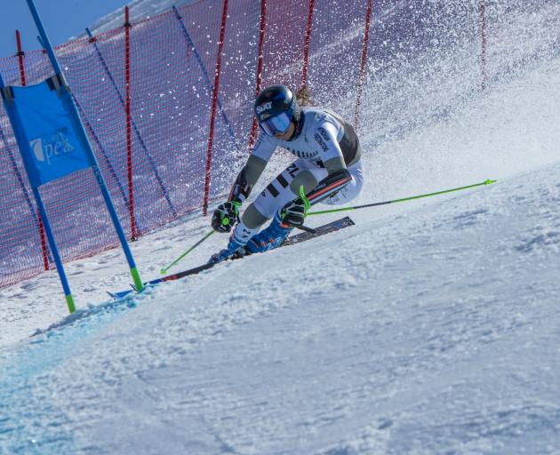 Piera Hudson shows her form on the way to victory in the New Zealand giant slalom championships...