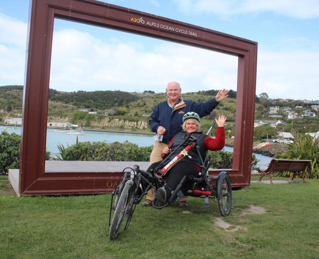 Christine Blake, of Red Beach, who is paraplegic, and her husband Ron, have been cycling the Alps...