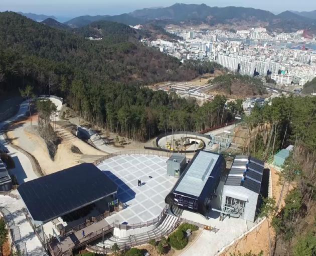 An aerial photograph shows the top terminal of Skyline Enterprises Ltd's newest development, the ...