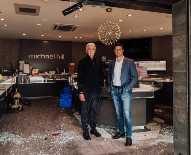 Michael Hill chairman Rob Fyfe and New Zealand national retail manager Michael Bell following ram...